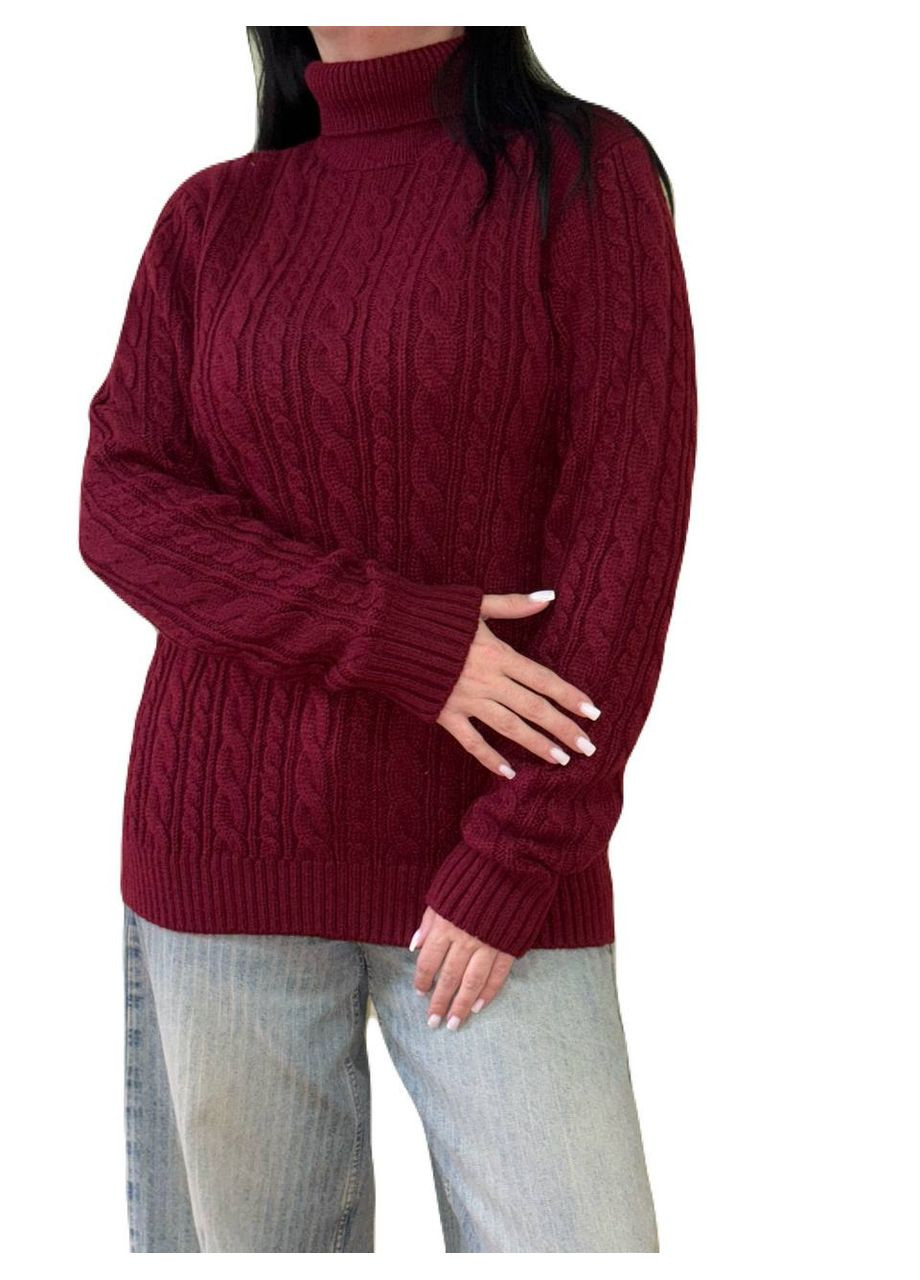 Бордовый демисезонный теплый свитер Fashion Club