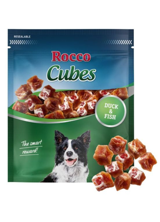 Ласощі для собак Cubes кубики з качкою та рибою 150 г 006836 ЦІНА ЗА 1 КГ Rocco (268025083)