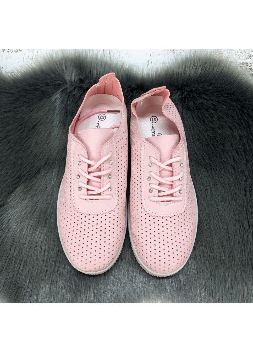 Розовые слипоны женские перфорированные эко-кожа Princess