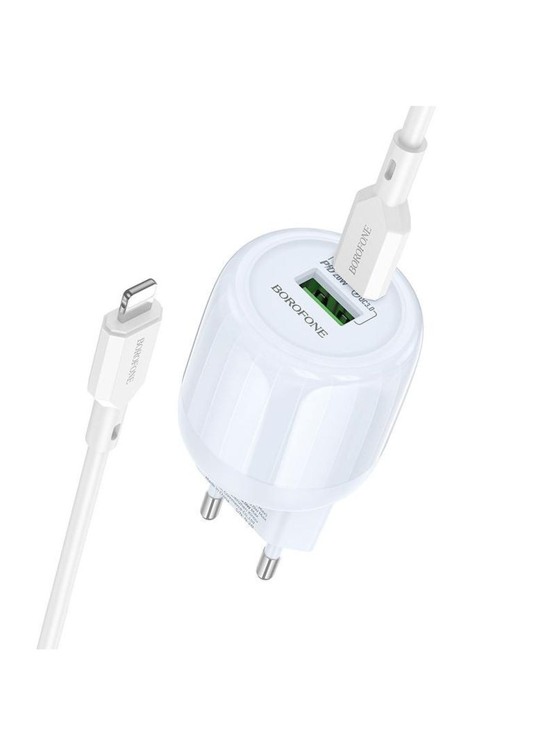 СЗУ BA93A Lustrous PD20W+QC3.0 (1USB-A/1C) + кабель Type-C to Lightning Borofone (323137651)