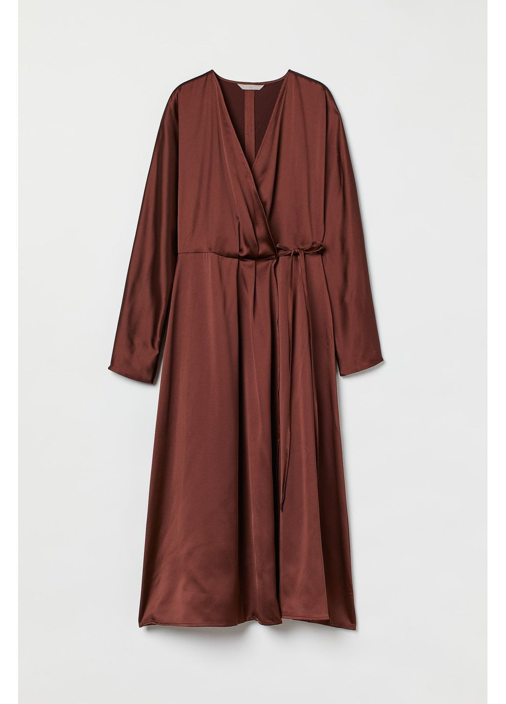 Коричневое платье атласное H&M однотонное