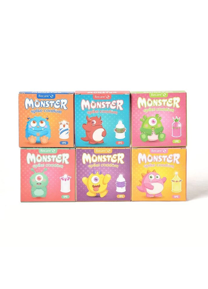 Желтый презерватив Monster Spike (с рядами пузырьков и шипов) - CherryLove Recare (389902405)