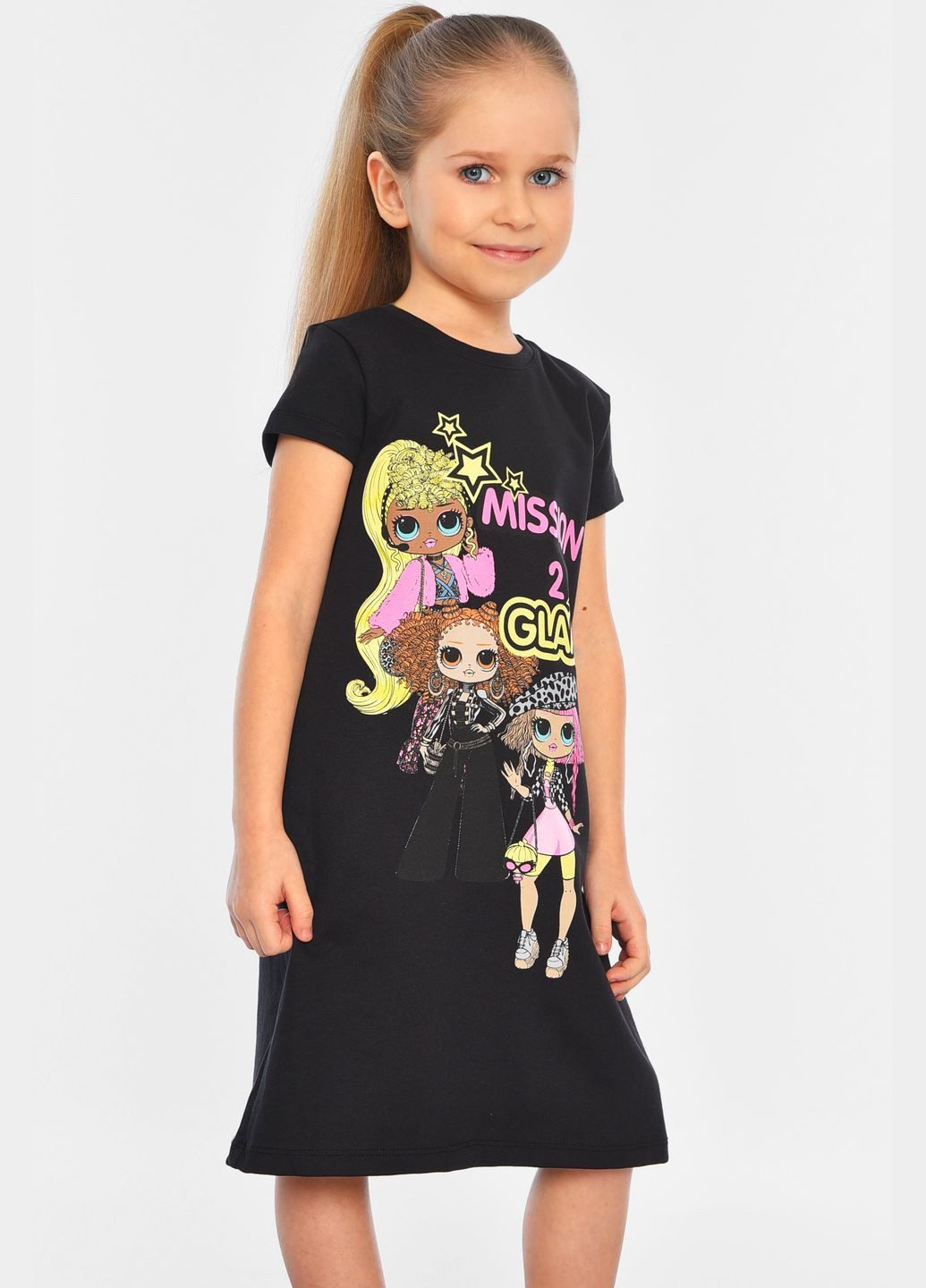 Чёрное платье детское для девочки черного цвета Let's Shop (316430692)