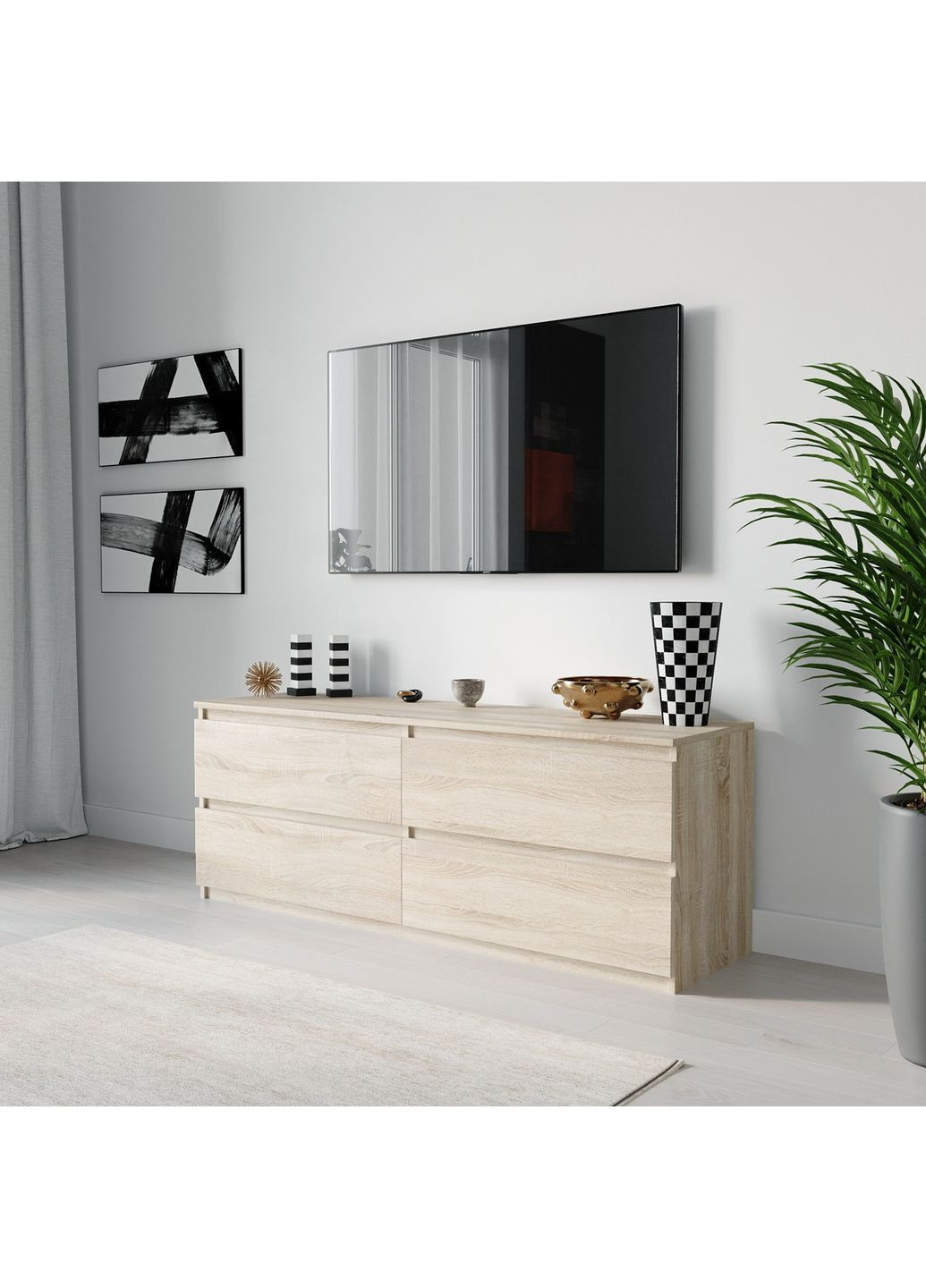 Тумба под телевизор с ящиками без ручек MT-223 1400*530*400 дуб сонома No Brand (358928092)