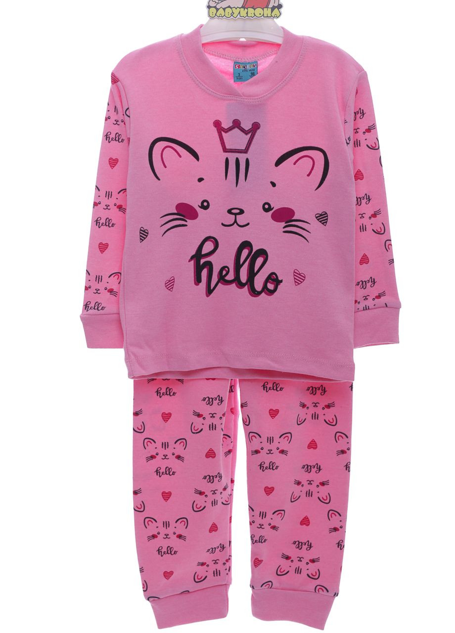 Розовая всесезон пижама для девочки с принцессой коткой розовая cit cit kids см (44273) BABYKROHA