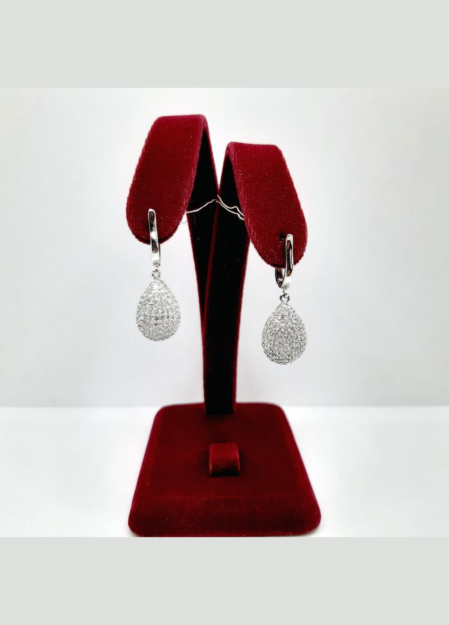 Сережки срібло 925° 6,36г. краплі посипка родій () Silvia C СТ-041 (305391328)