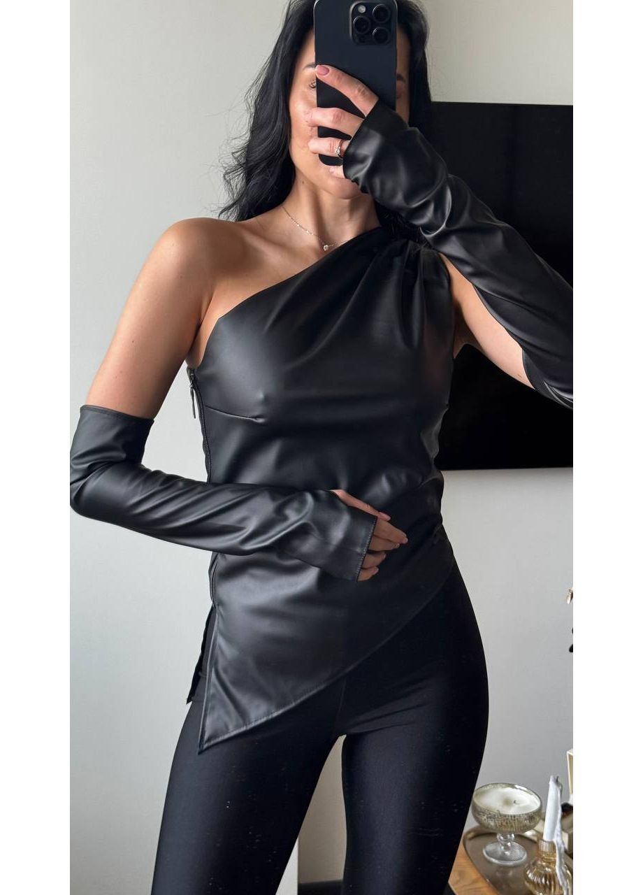 Женский топ из эко-кожи с перчатками. Osoblyva (361831155)