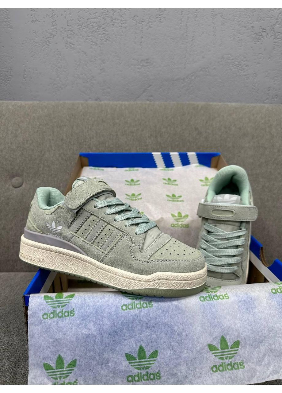 Сірі Осінні кросівки чоловічі adidas forum low green suede адідас форум No Brand