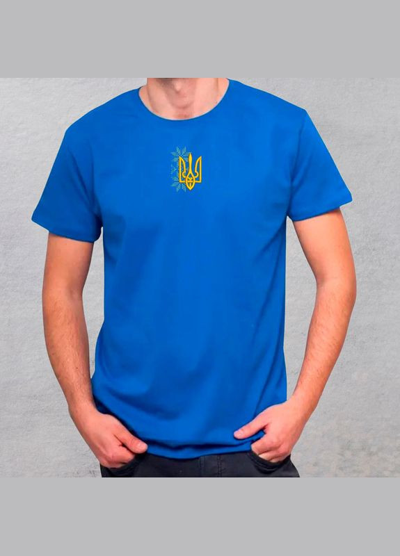 Синя футболка з вишивкою тризуба 01-4 чоловіча (291776-14-2) No Brand