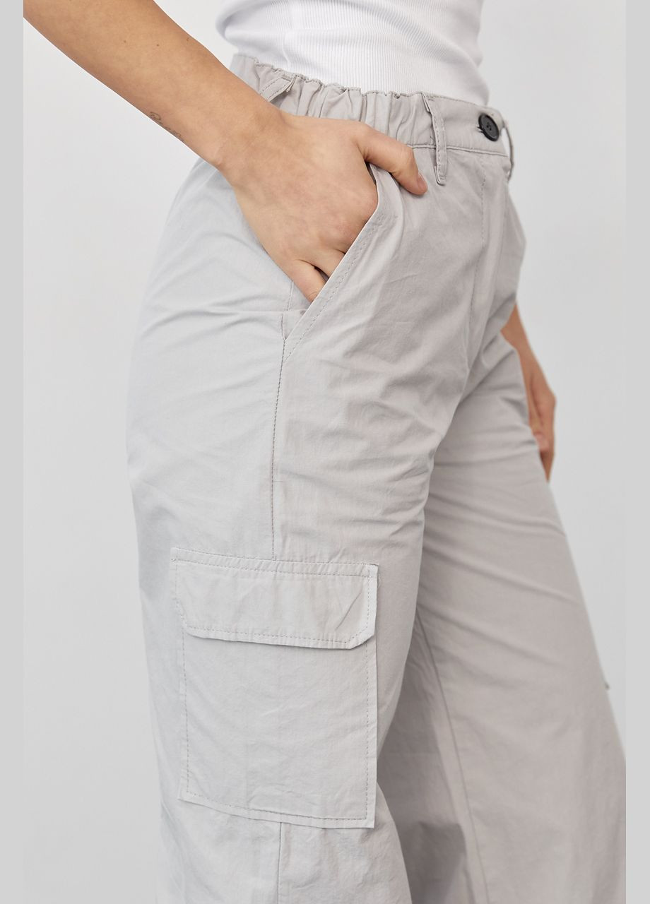 Жіночі штани карго в стилі кежуал - світло-сірий Lurex (278400576)