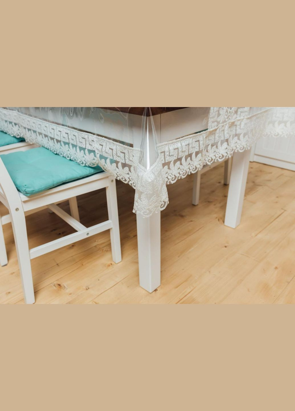 Силиконовая Скатерть Молочный Версаче Кружево 130*80см Royal House (315144867)