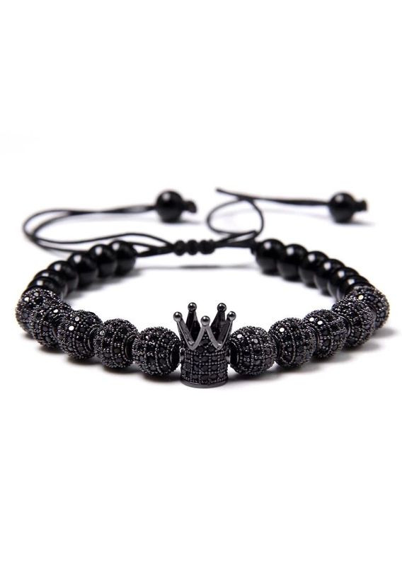 Элитный браслет из агата с черной короной и шарами (20033) Hemst (301071024)