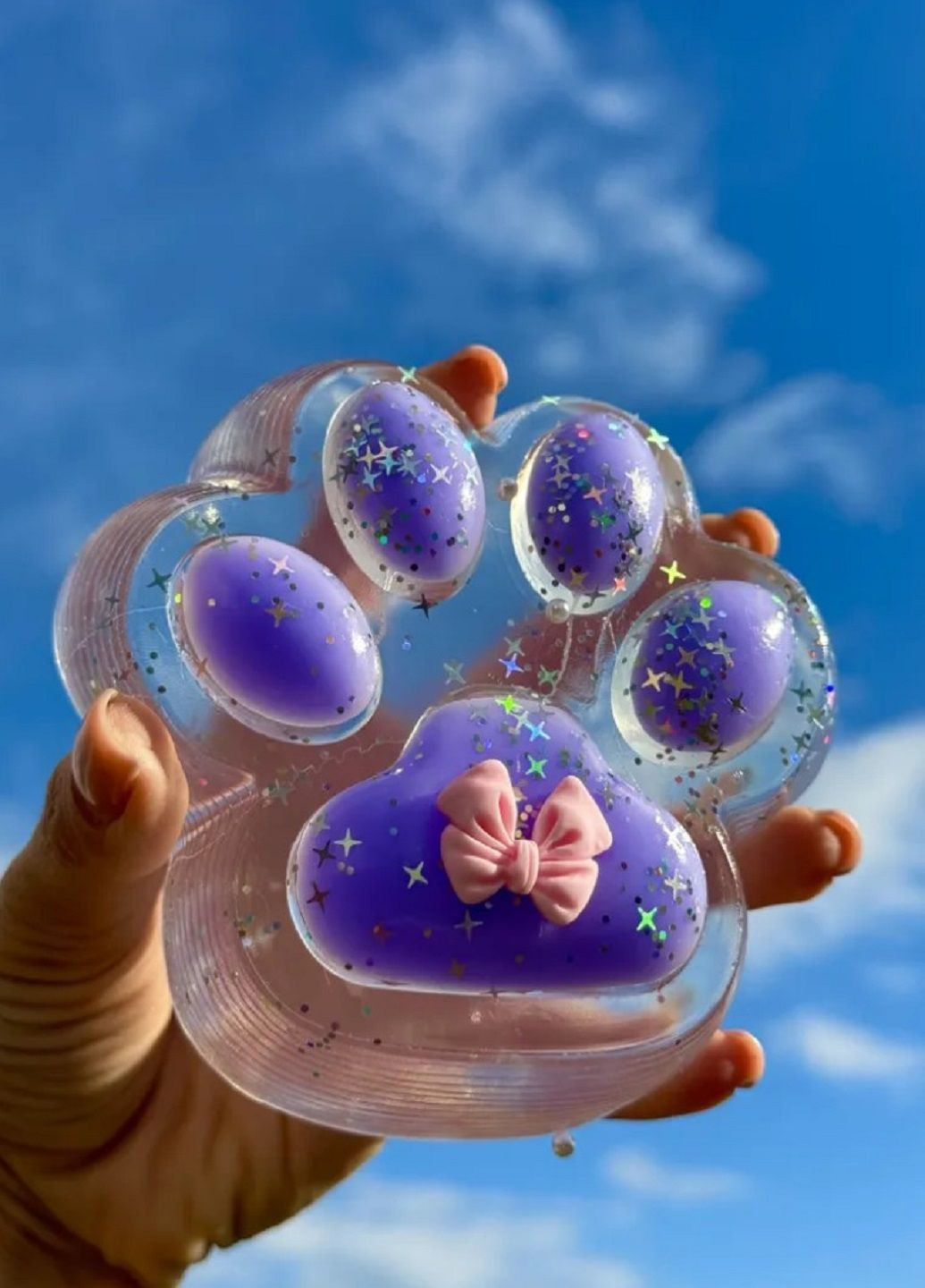 Іграшка-антистрес таба Сквіш Лапка котика Прозора з Синім XXL VTech (314802091)