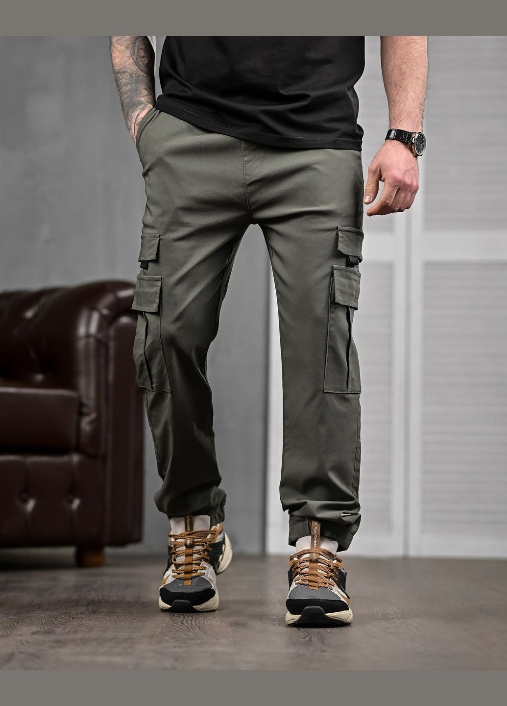 Хаки спортивные, повседневный, домашние, кэжуал демисезонные брюки No Brand