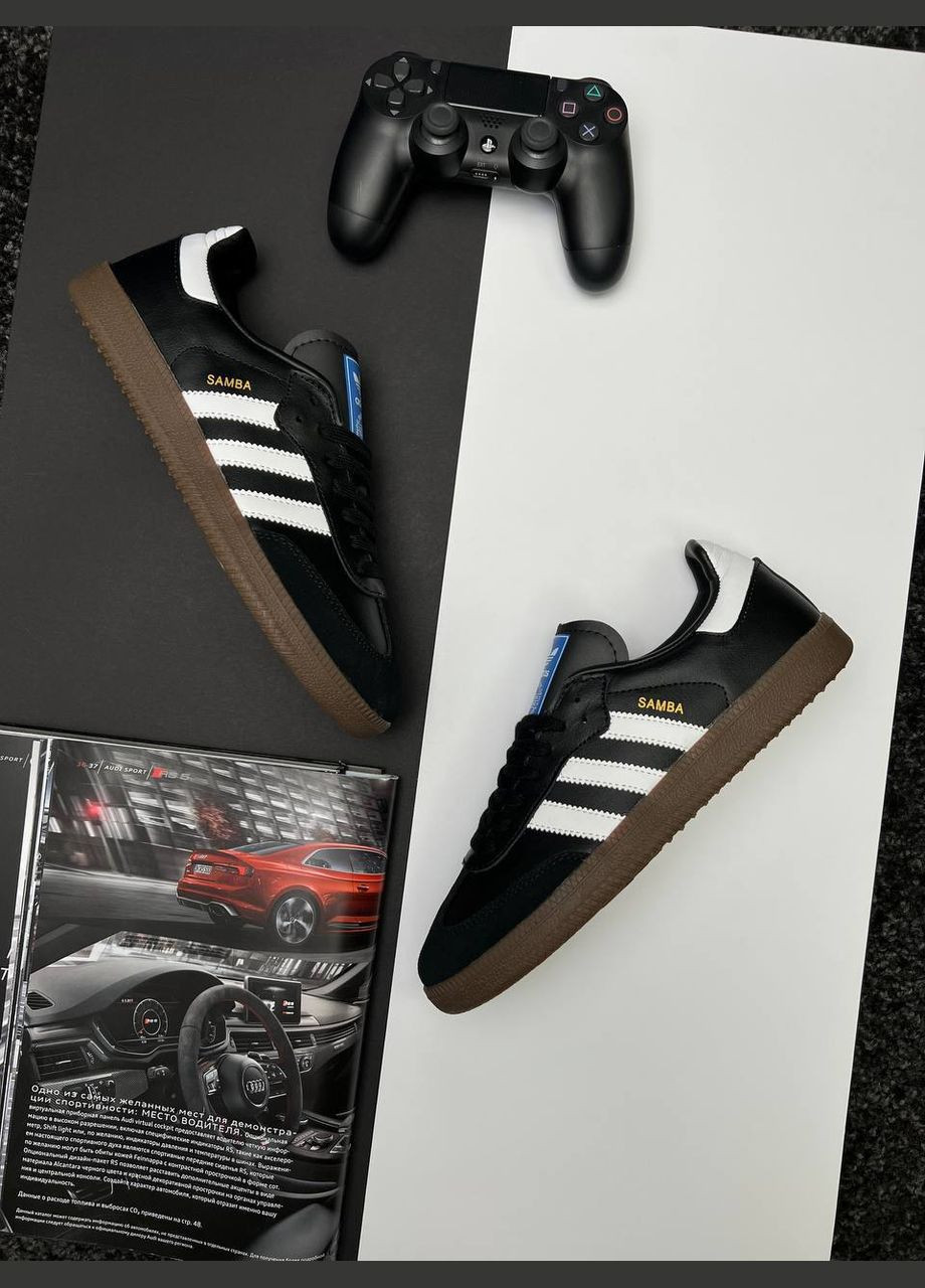 Чорні Осінні кросівки чоловічі, вьетнам adidas Originals Samba Black White