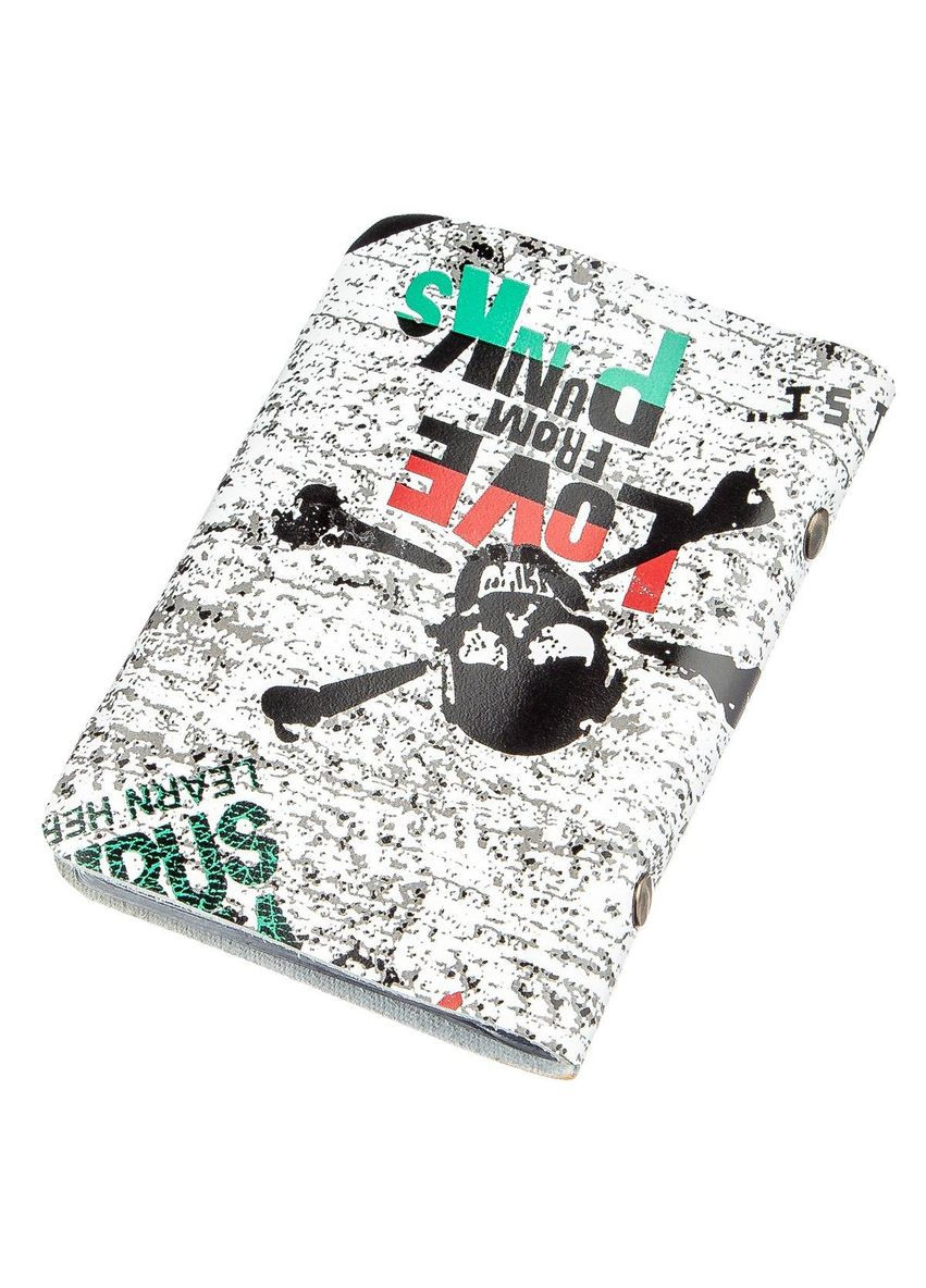 Візитниця вертикальна шкіряна Love from punks 19079 Біла Shvigel (298566521)