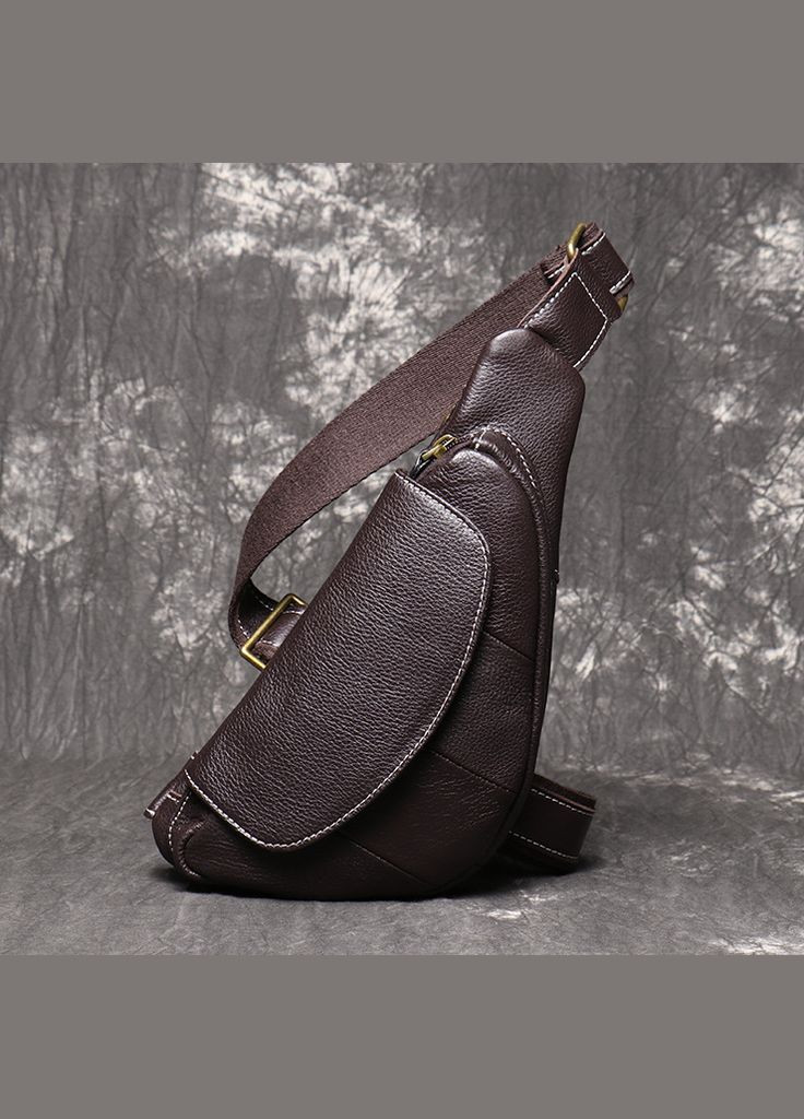 Кожаная мужская сумка бананка на грудь, слинг барсетка натуральная кожа No Brand (334730261)