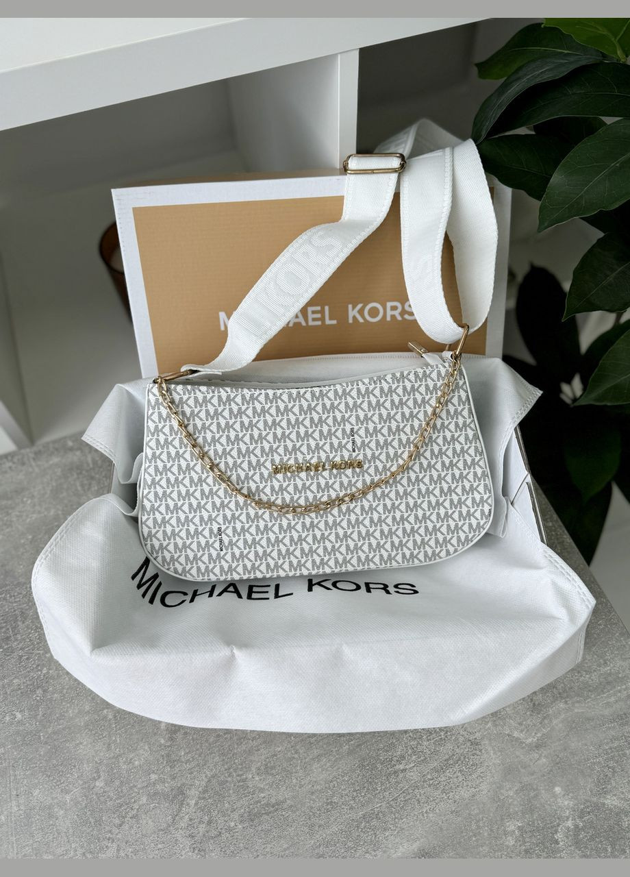 Сумка жіноча багет білий з ланцюгом No Brand (322464521)