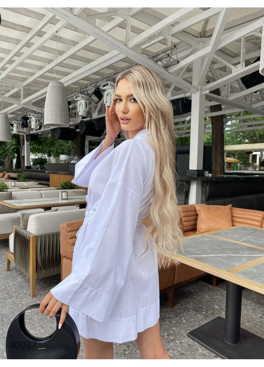 Белое повседневный летнее платье кимано Byron однотонное