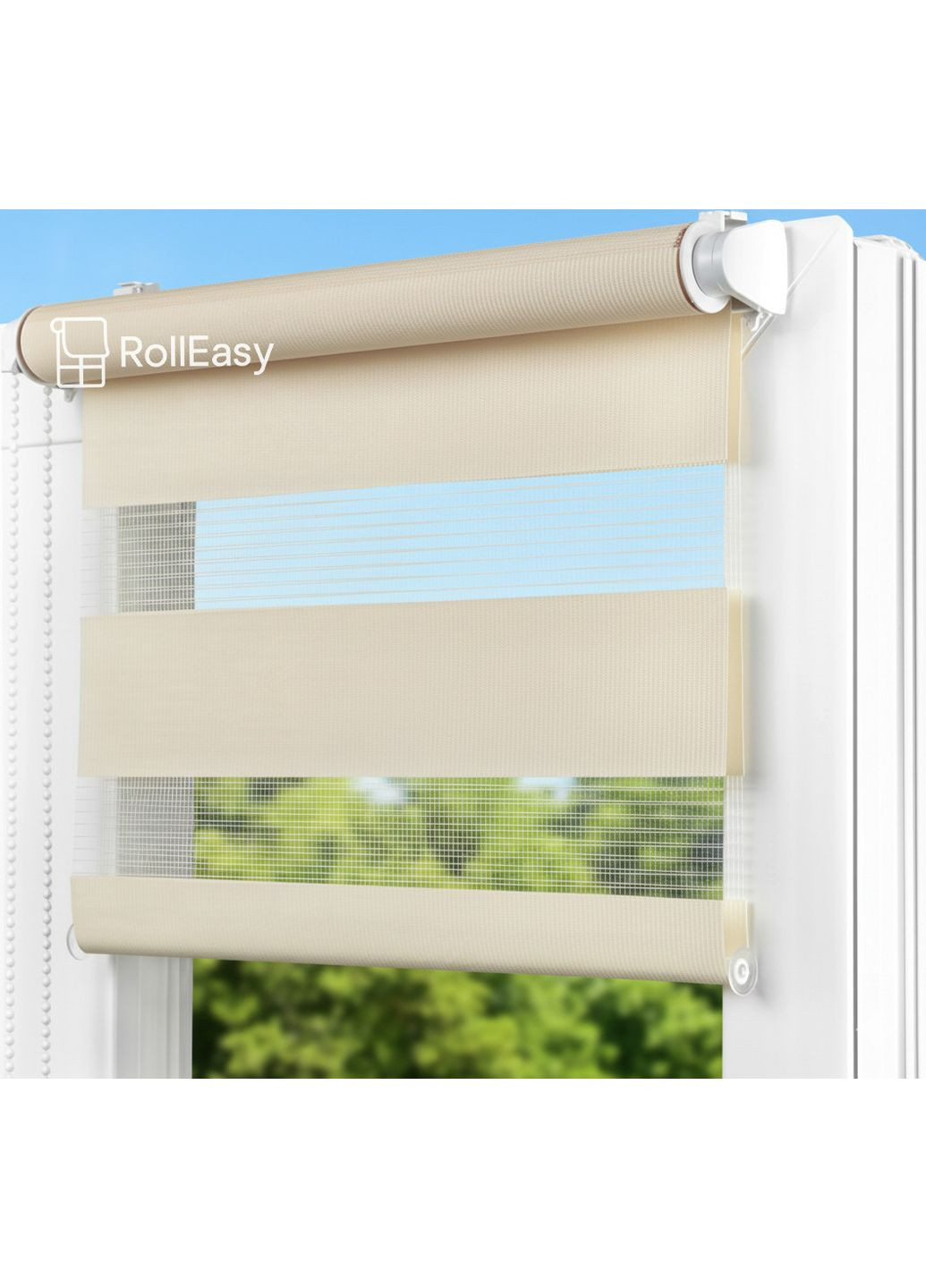 Роллеты на окна День-ночь Жалюзи Рулонная штора с фиксацией под наклон Рулонные шторы Ролета тканевая D-213 Кремовый No Brand (365784011)
