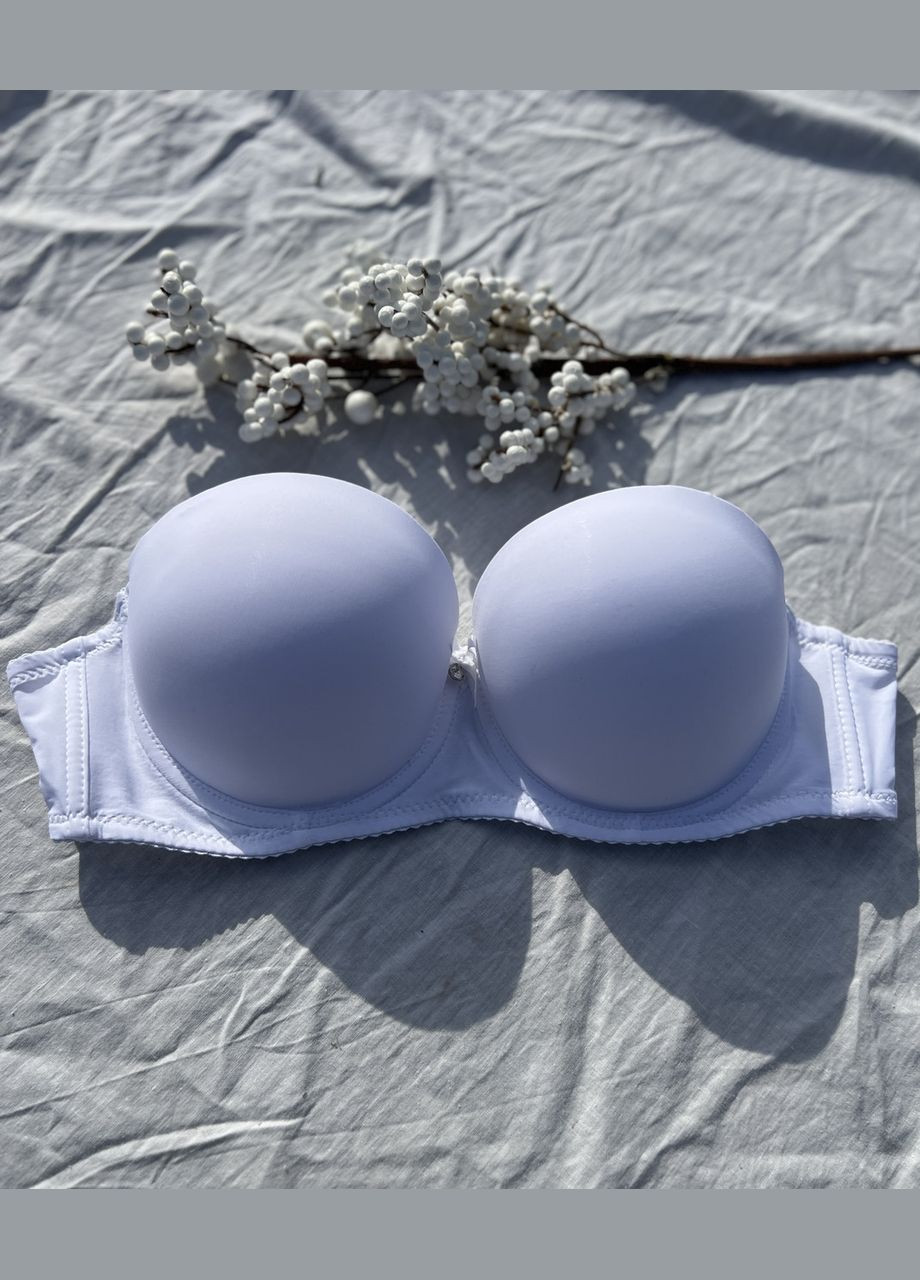 Белый гладкий бюстгальтер-бандо дафна с тройным пуш ап белый, 75вс 80вс 85вс с антисползающими полосами Rumu с косточками