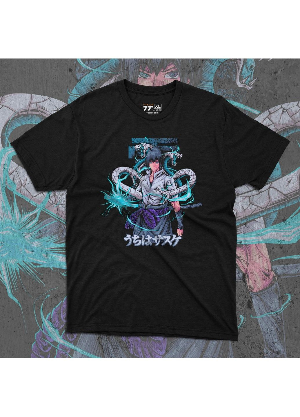 Чорна футболка з принтом наруто - саске учіха 5 No Brand