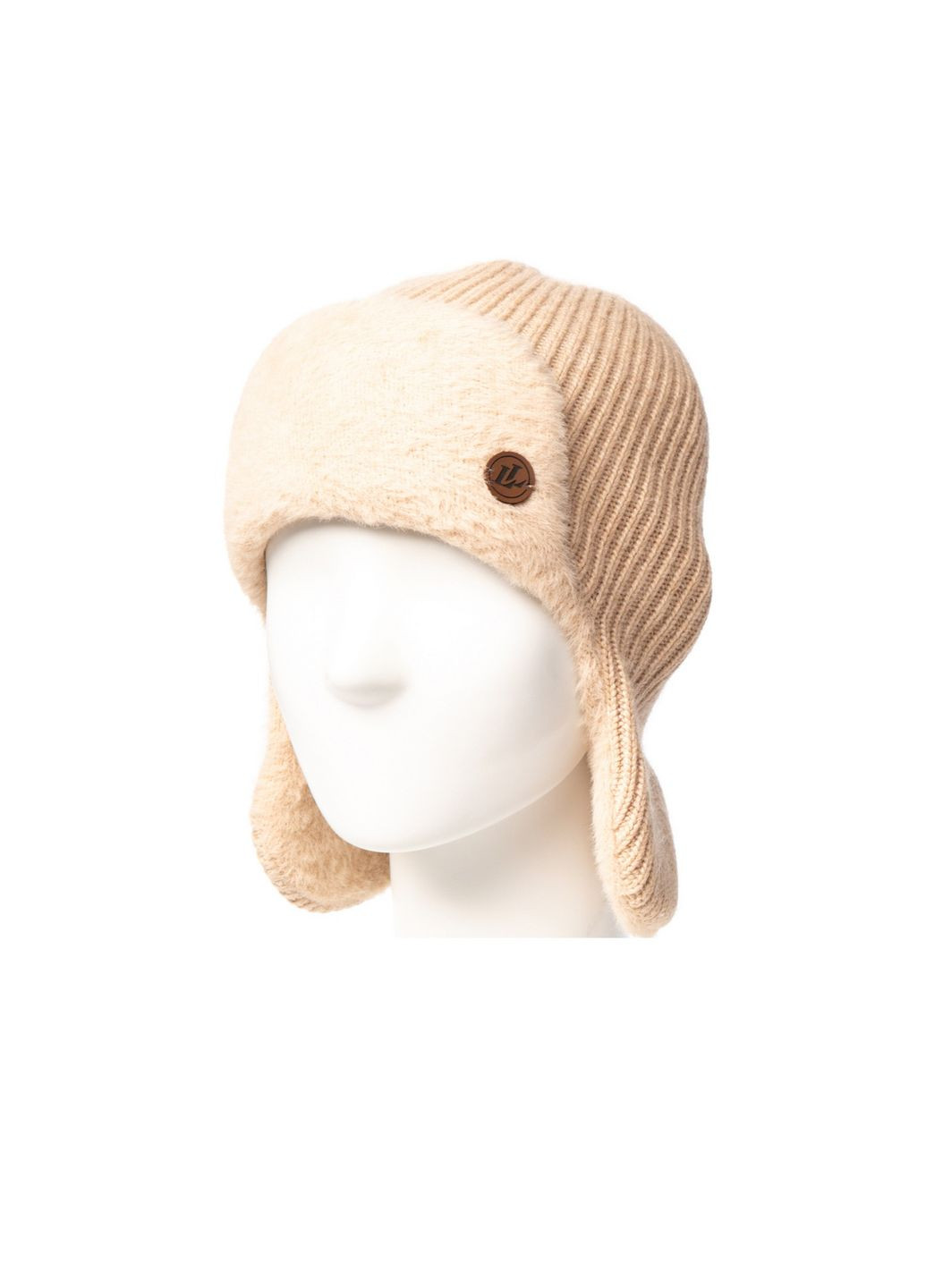 Шапка вушанка жіноча вовна бежева GINA LuckyLOOK 011-519 (322791869)
