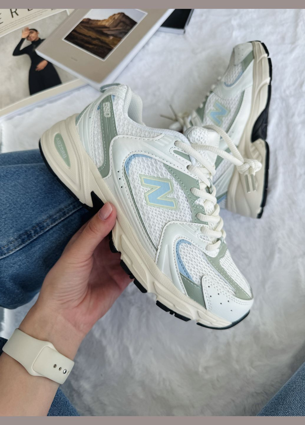 Кроссовки женские New Balance 530 Beige Mint | Нью Беланс 530 бежевые No Brand бежевые демисезоны (342059651)