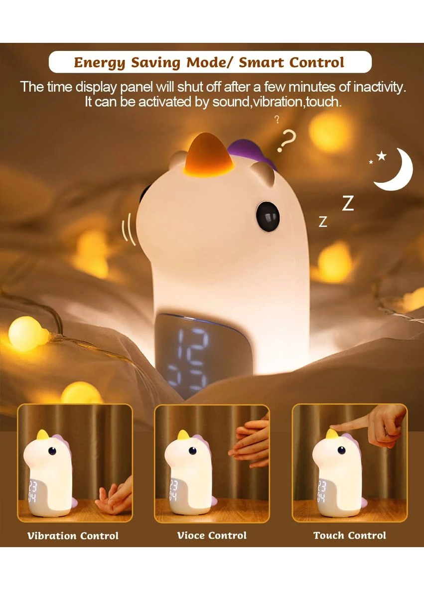 Акумуляторий нічник-годинник D23 силіконовий Єдиноріг Unicorn Series Clock & Lamp, White VHG (334305040)