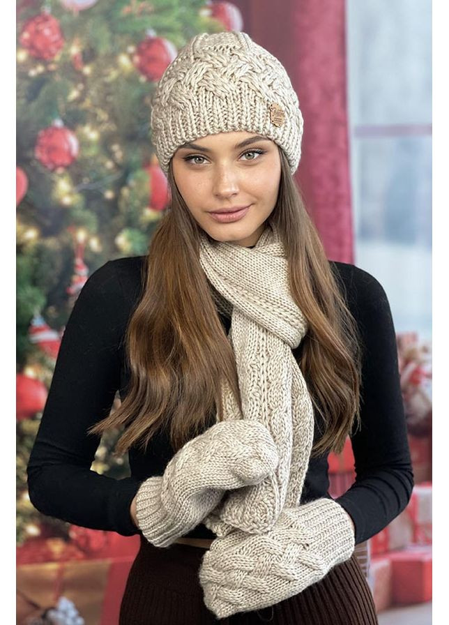 Жіночий комплект Дюран, шапка, шарф, рукавиці Braxton (360506689)
