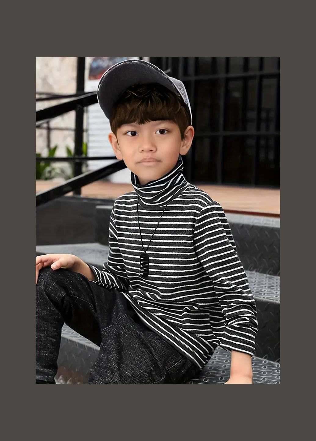 Модний теплий гольфик-водолазка в смужку для дітей на осінь-зиму.Тканина: Спандекс UA (316535683)