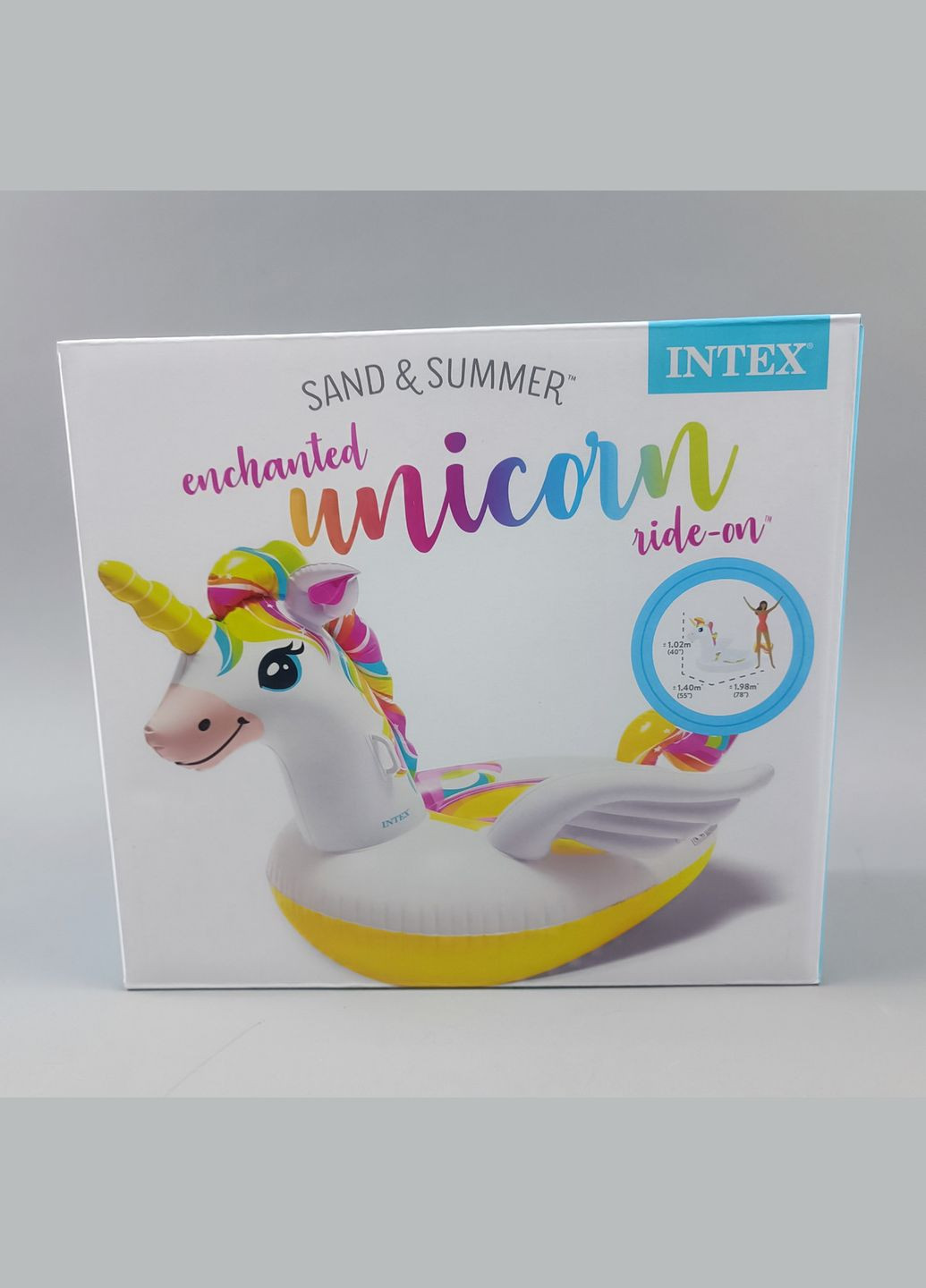 Дитячий надувний матрац іграшка Єдиноріг 57561 NP для відпочинку в басейні, розмір 201 на 140 на 97 см Intex (361409453)