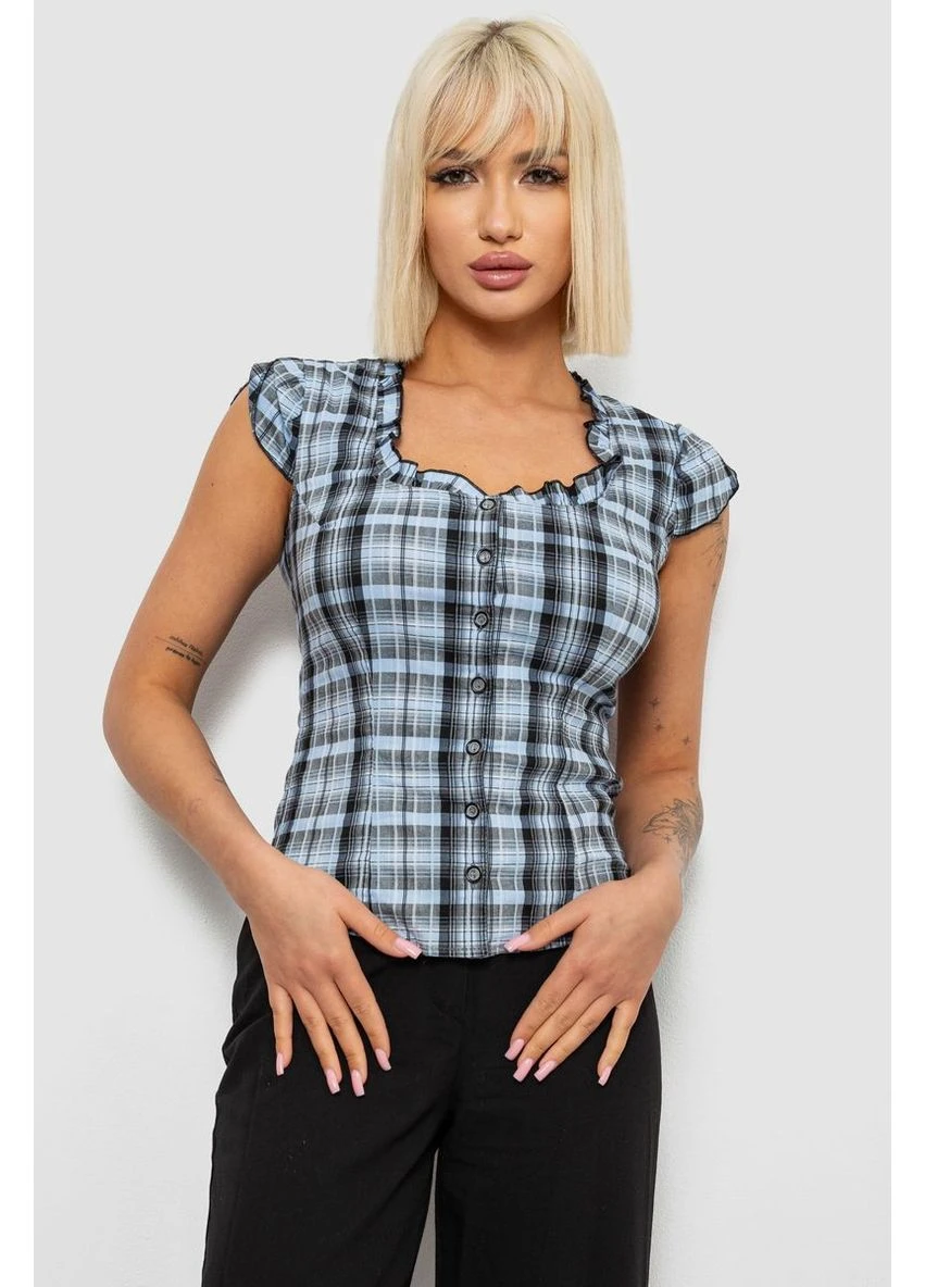 Синяя блуза в клетку,, 230r2502 Ager