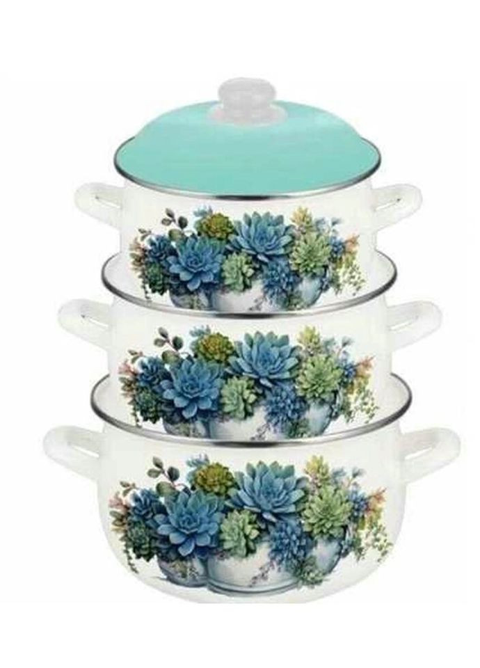 Набір каструль EB-1886 6 блакитний предметів Edenberg (335972098)