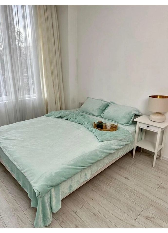 Постільна білизна плюшева двоспальна Home 20952 180х215 см м'ятна DUSHKA (336327511)