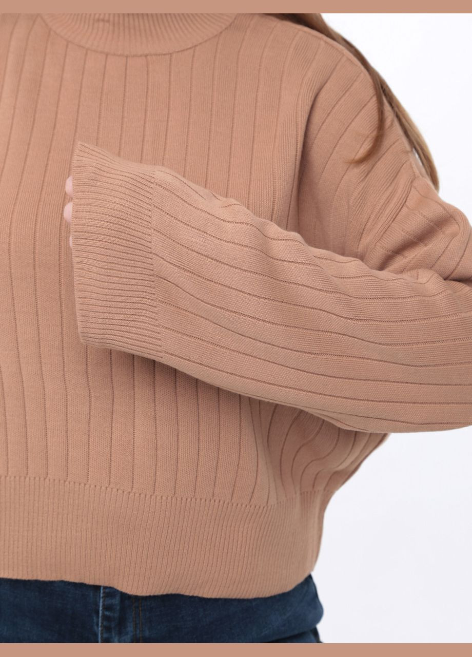 Бежевий демісезонний светр жіночий бежевий вільний укорочений джемпер Karon Вільна