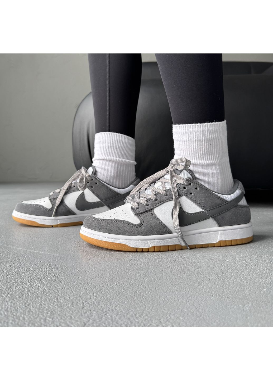 Кроссовки женские Nike SB Dunk Graphite White | Найк СБ Данк графитовые No Brand графитовые демисезоны (373642550)