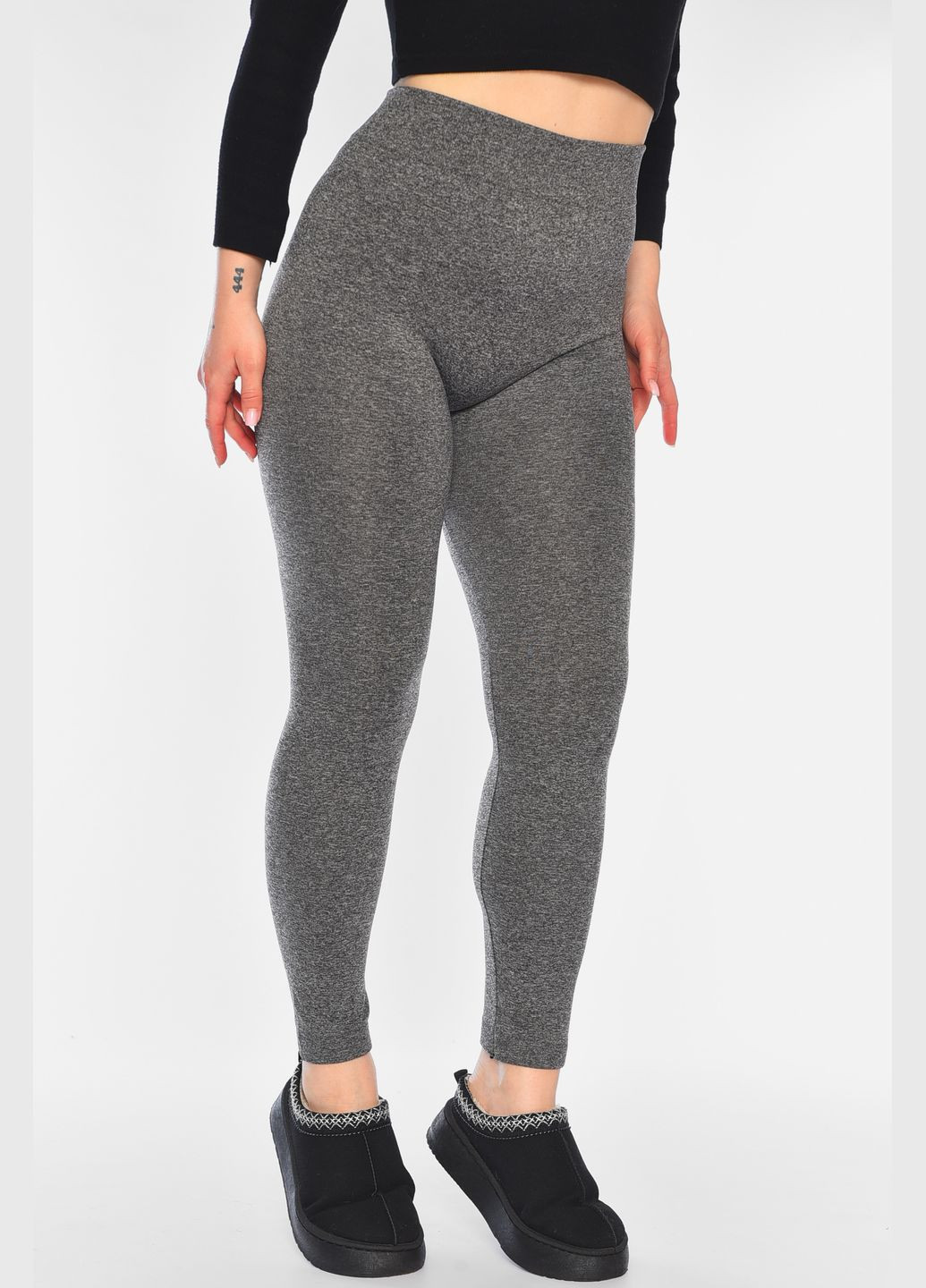 Лосини жіночі напівбатальні утеплені сірого кольору Let's Shop (321392207)
