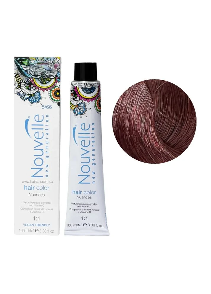 Краска для волосся Hair Color 000 Найясніший 100 мл 5/66 Яскраво-червоний коричневий Nouvelle (391353760)