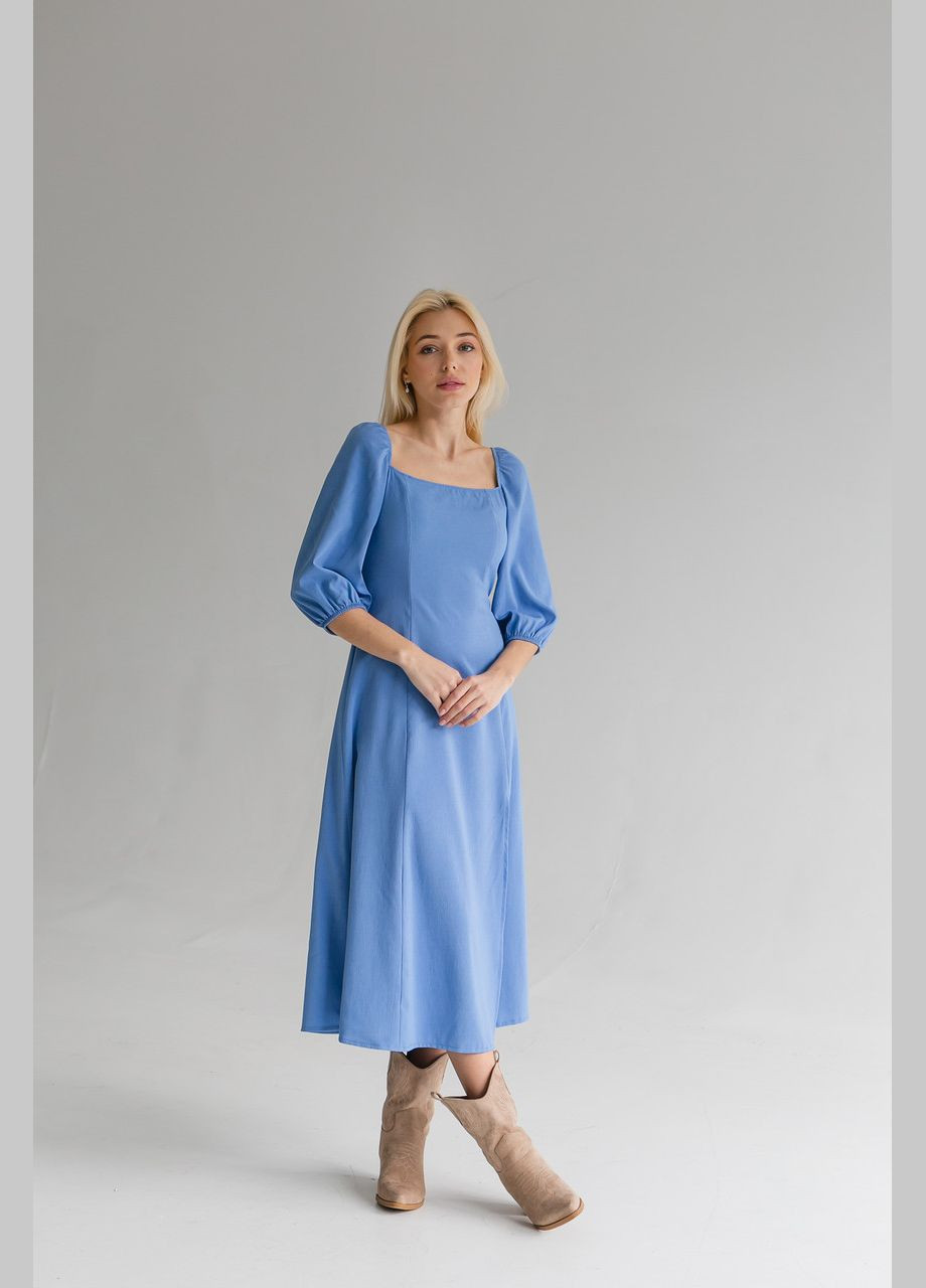Синя плаття жіноче лляне максі синє з розпіркою на нозі mkbs1181-11 Modna KAZKA