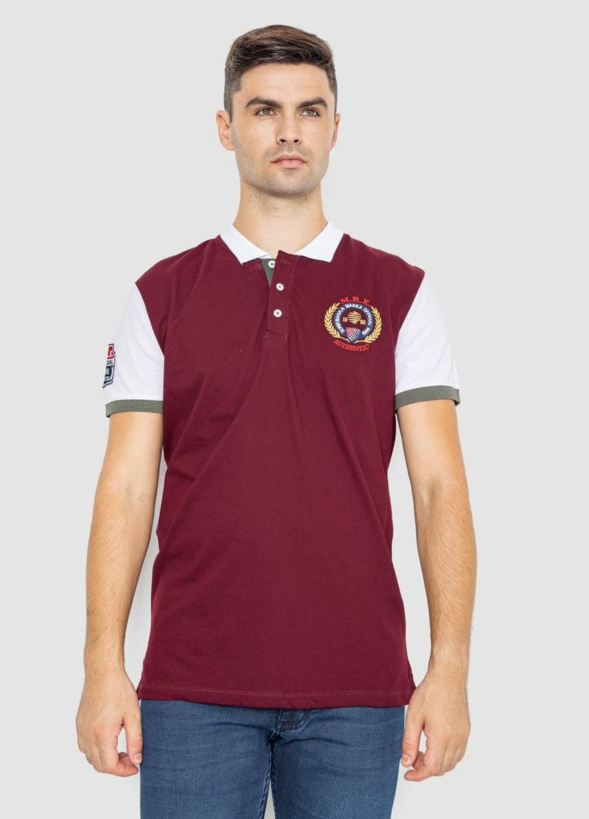 Бордовая футболка-поло мужское с принтом, 247r317 для мужчин Ager