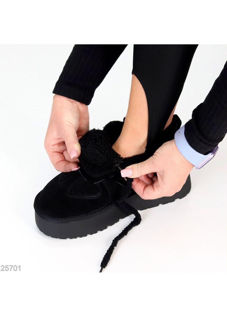 Кросівки-уггі Glens зимові, чорна замша, з хутром Тедді No Brand чорні (365553019)
