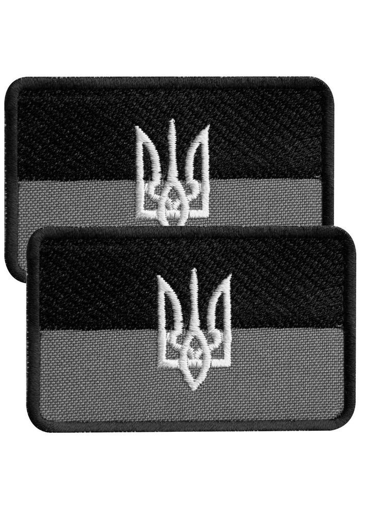 Набір шевронів 2 шт. на липучці Прапор із Тризубом УПА 5x8 см чорний вишитий патч нашивка шеврон IDEIA (316592110)