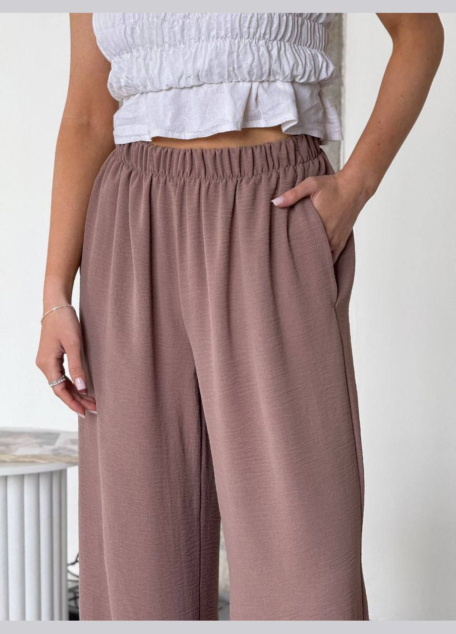 Женские брюки палаццо креп жатка беж You Best (331606278)