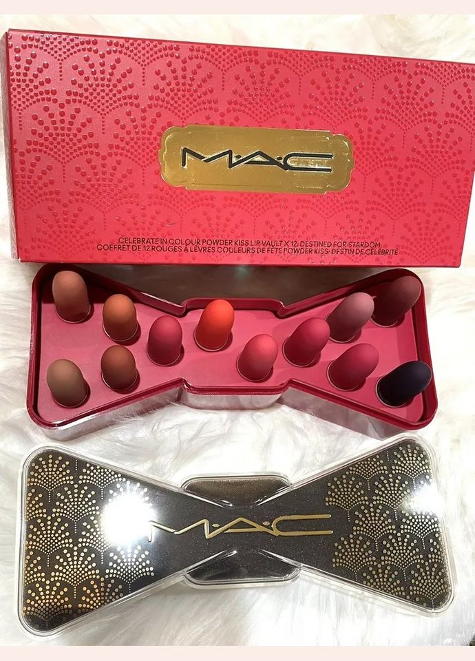 Набор матовых губных помад Powder Kiss Bubbles & Bows Holiday Collection Celebrate In Colour (12 шт по 1,5 гр) MAC (297568216)