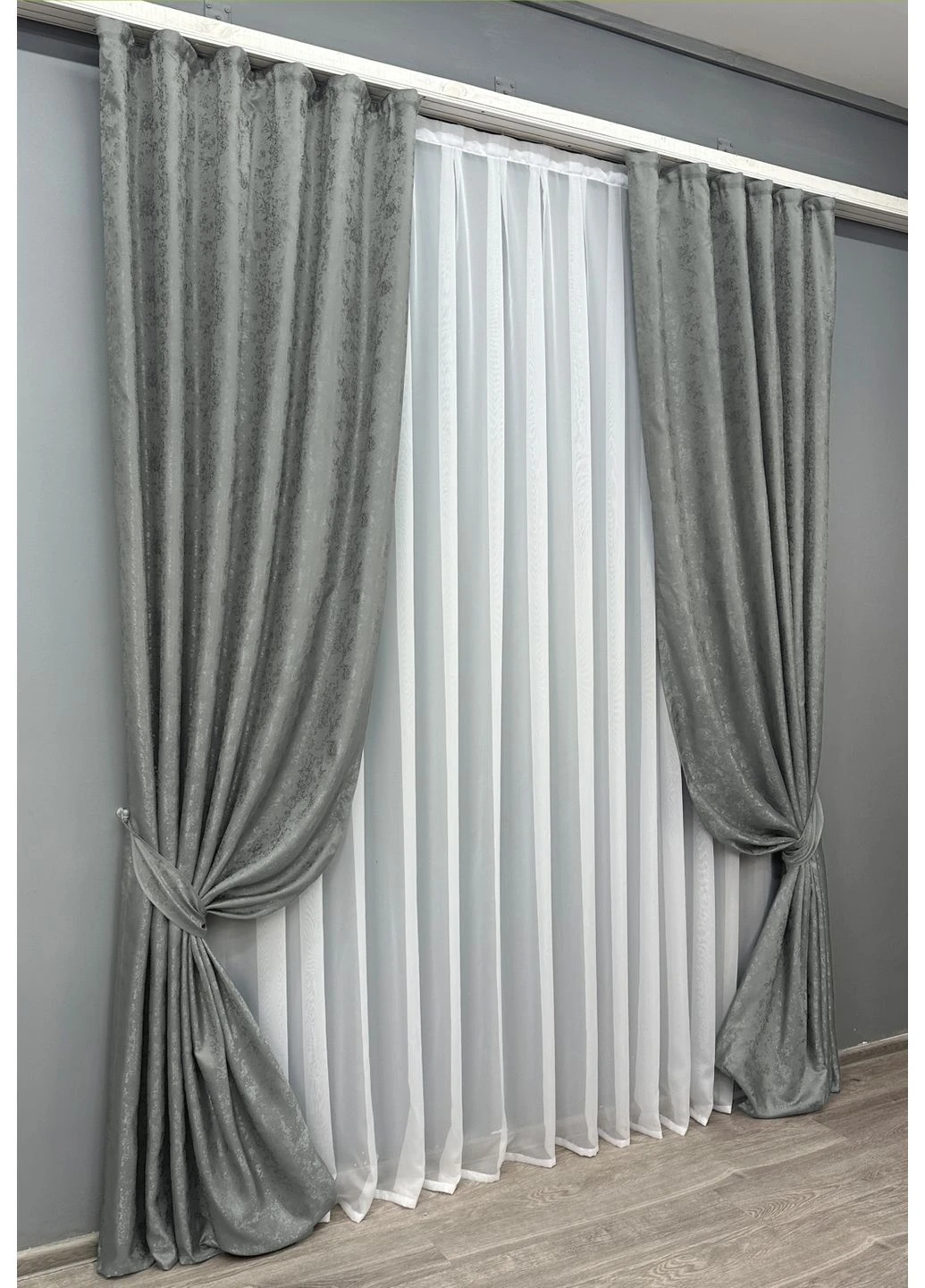 Комплект готовых штор Жаккард Мрамор Al1 № 1015ш 200х250 см 2 шт (39-999) VR-Textil (392468487)