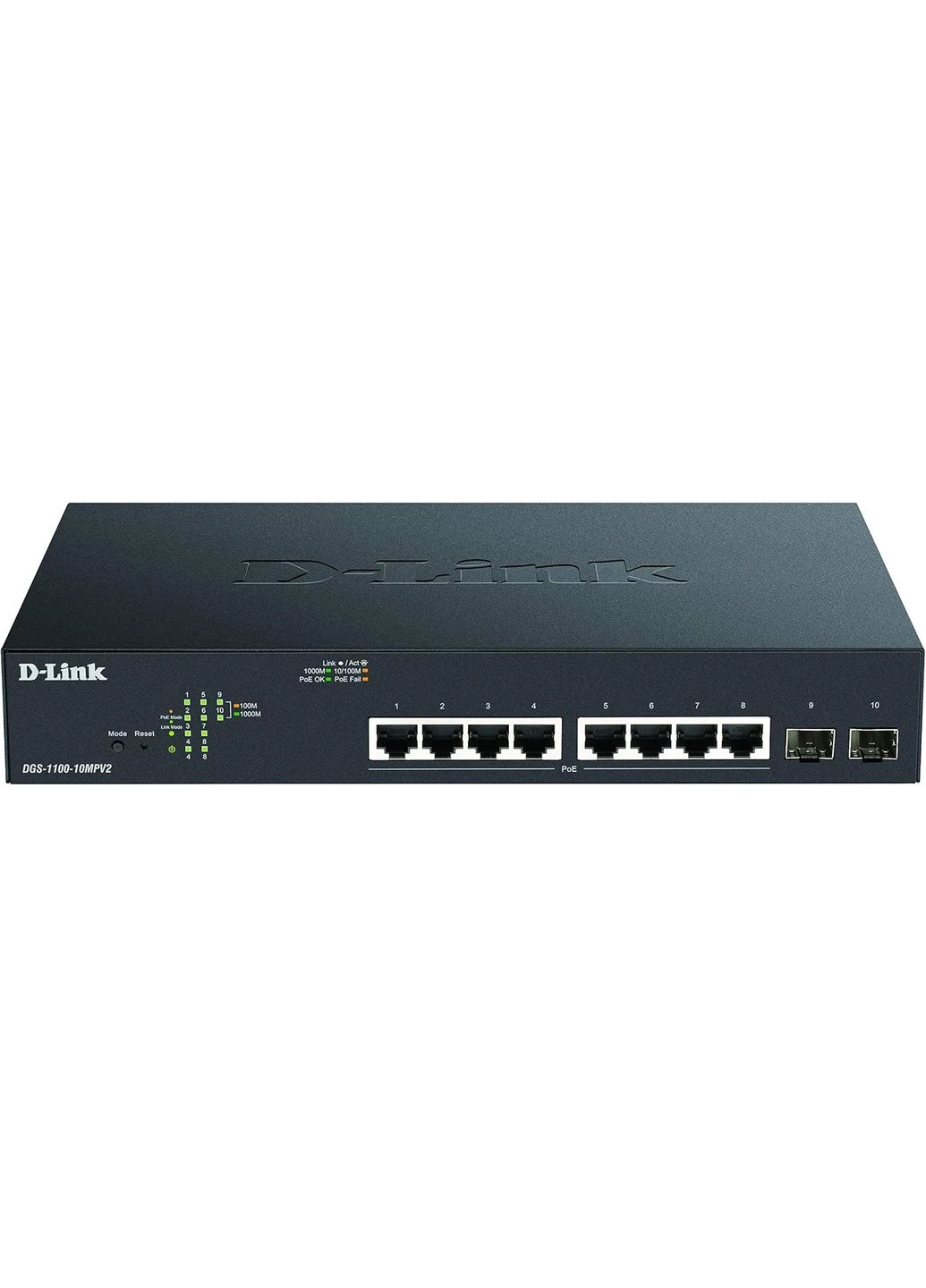 Комутатор DGS-1100-10MPV2 8xGE PoE 2xSFP, 130Вт, EasySmart D-Link (385660638)