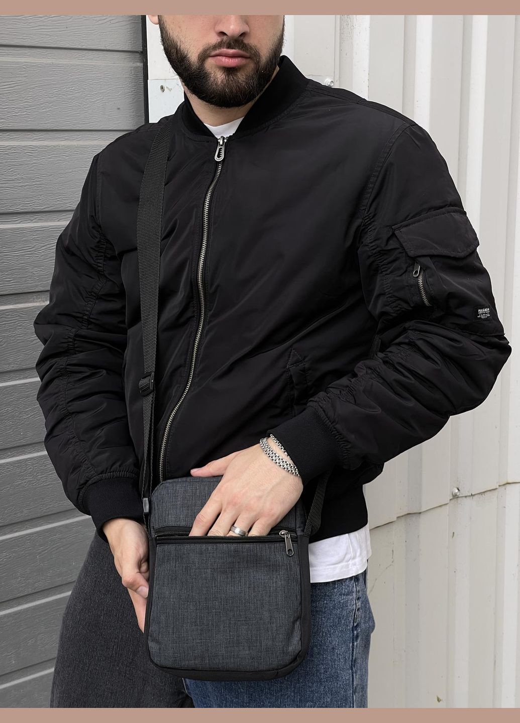 Барсетка темно-сірий меланж із чорним No Brand (330258869)