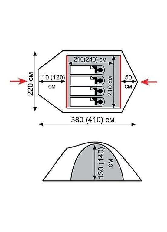 Палатка Mountain 3 (V2) серая/красная (TRT023) (TRT-023) Tramp (315518513)