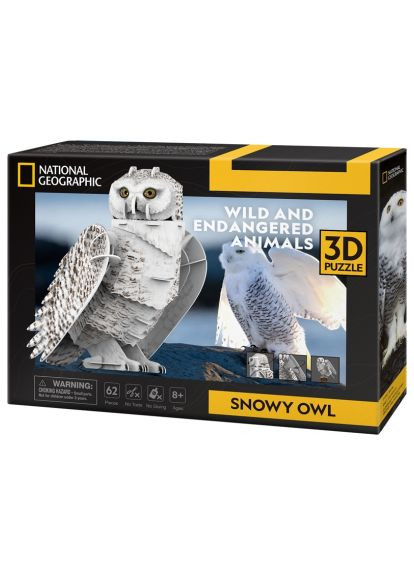 Пазл Cubic Fun Трехмерная головоломка-конструктор Исчезающие животные Снежная сова (DS1079h) CubicFun Тривимірна головоломка-конструктор Зникаючі тварин (366158812)